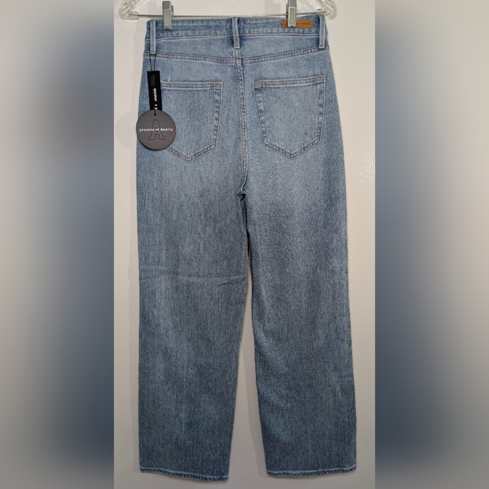 Articles of Society Wide Leg Jeans Size 26 High Rise Light Wash Denim Streetwear - Picture 3 of 8
